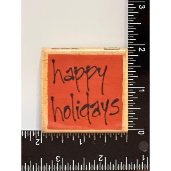 Vap Scrap Happy Holidays Wood MOUNTED Rubber Stamp BY ELLEN VENER - Picture 1 of 4